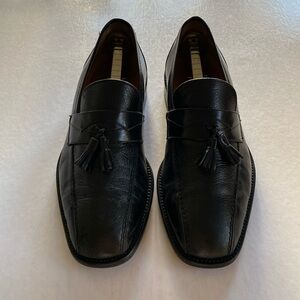 Fratelli Men’s Black Soft Leather Tassel Slip On Shoes Size 9. Made in Italy.